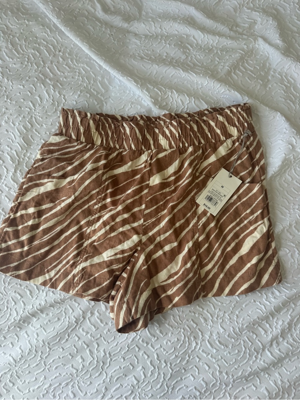 Target Brown and Cream Zebra-Print Elastic Waist Athletic Shorts